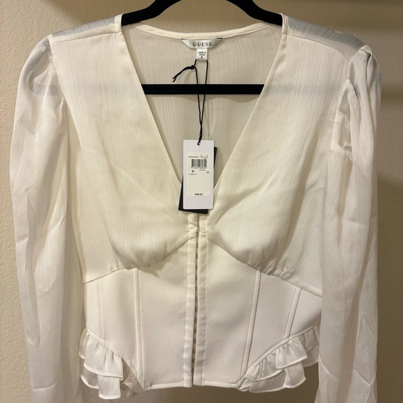 NWT GUESS Dove White Corset Top - Picture 6 of 9